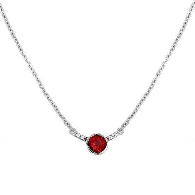 Collier Rosa Grenat Or Blanc 9 Carats, Longueur 42 cm - Vandona