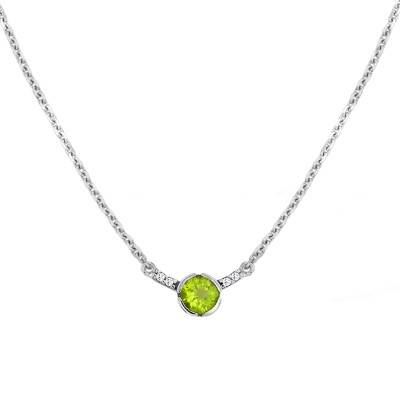 Collier Rosa Péridot Or Blanc 750, Longueur 42 cm - Vandona