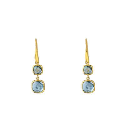 Boucles d'Oreilles Pendantes Or Jaune 375 et Topazes - Vandona