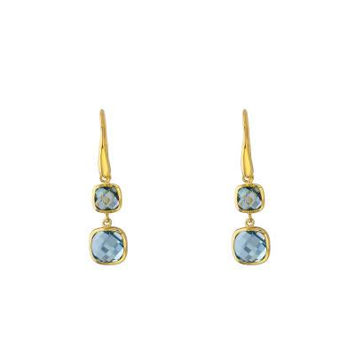 Boucles d'Oreilles Pendantes Or Jaune 750 et Topazes - Vandona