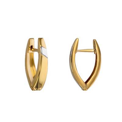 Small Two-Tone 750/1000 Gold Huggie Hoop Earrings, 3 mm Wide - Vandona
