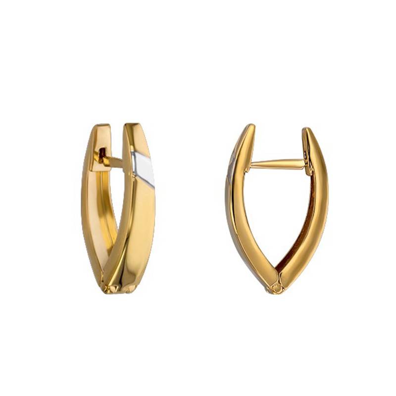 Small Two-Tone 750/1000 Gold Huggie Hoop Earrings, 3 mm Wide - Vandona