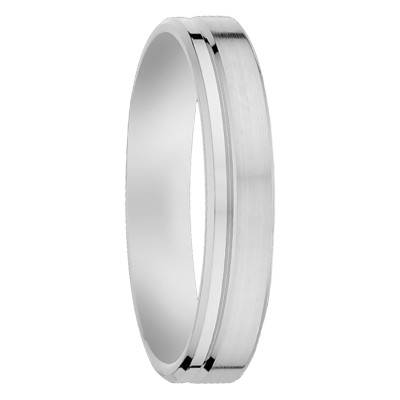 Ravel Palladium 950 Grooved Ribbon Standard Wedding Ring, 4 mm Width - Fair'Belle