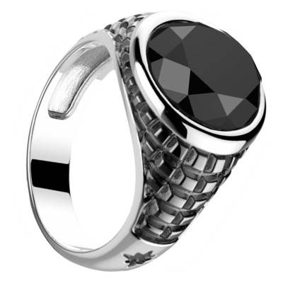 925 Silver & Onyx Cosmostone Ring Size 64 - EXA215 - Zancan