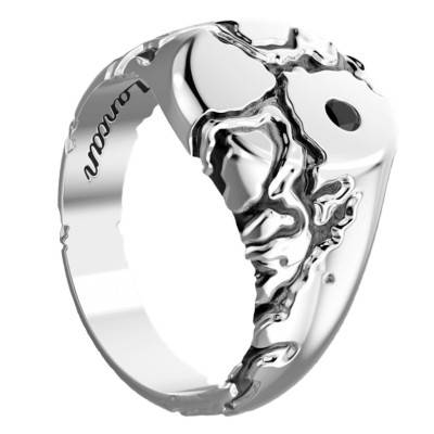 Chevalière Cosmopolitan Spinelles Noirs & Argent EXA171 - Zancan