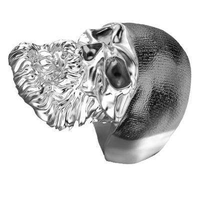 Bague Vendetta Tête de Mort Barbe & Bonnet en Argent EXA176 - Zancan