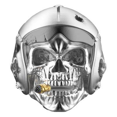 Bague Vendetta Tête de Mort d'Aviateur Argent EXA177 - Zancan