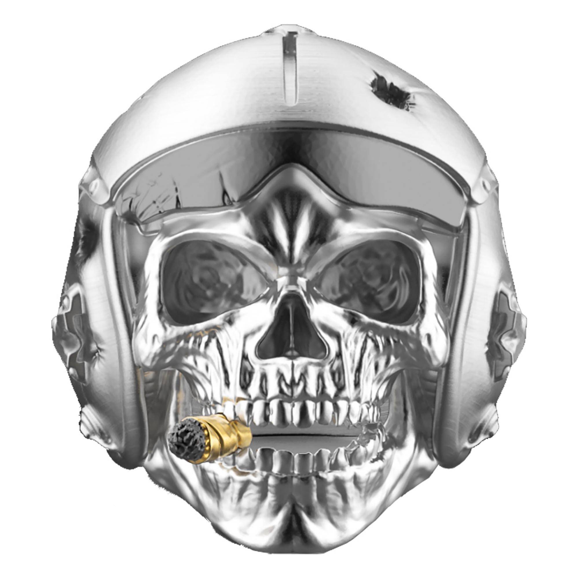 Bague Vendetta Crâne d'Aviateur Argent -EXA177- Zancan Ocarat