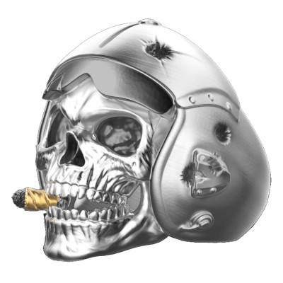 Bague Vendetta Tête de Mort d'Aviateur Argent EXA177 - Zancan