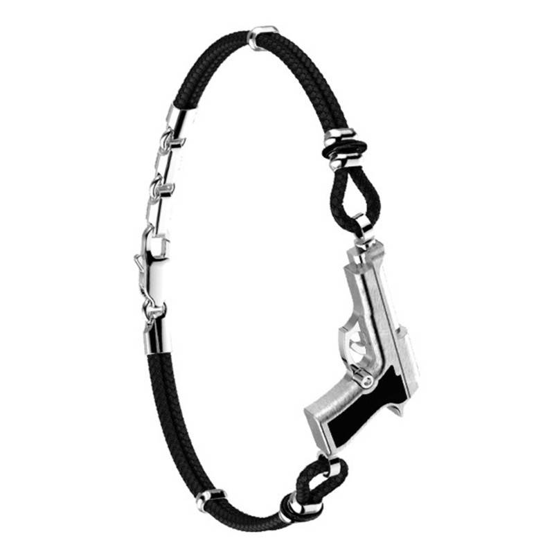 925 Silver & Kevlar Vendetta Pistol Bracelet, Length 19 cm to 21 cm - EXB635 - Zancan
