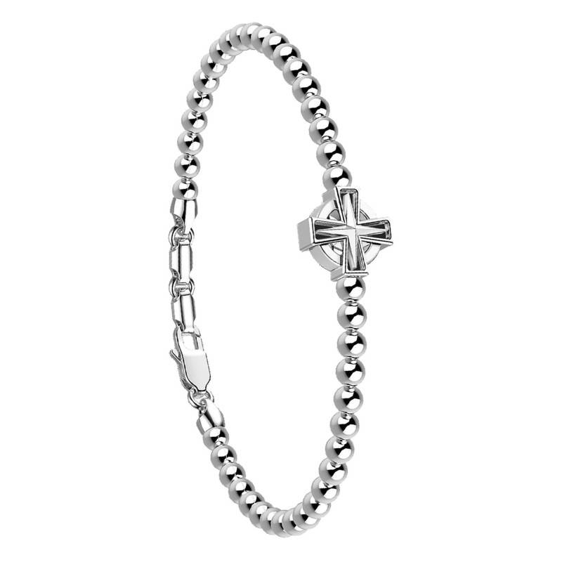 925 Silver Atmosphere Greek Cross & Spheres Bracelet, Length 19 cm to 21 cm - EXB714 - Zancan