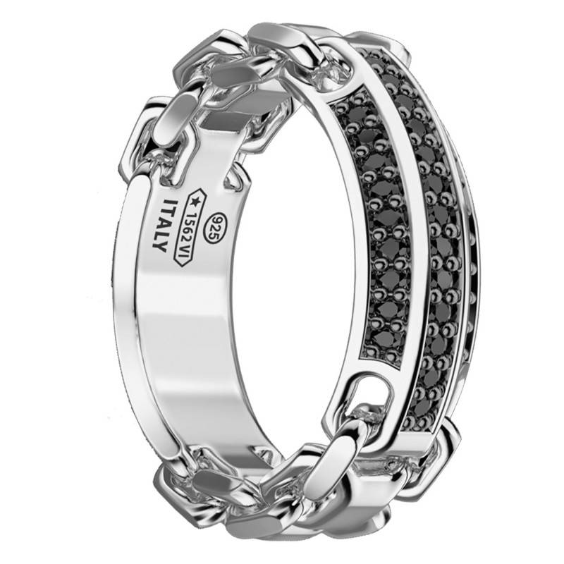 Cosmopolitan Luxury 925/1000 Silver & Black Spinel Ring - ESA040 - Zancan