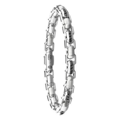 925 Sterling Silver & Black Spinel Cosmopolitan Luxury Bracelet, Length 19 cm to 21 cm - ESB229 - Zancan