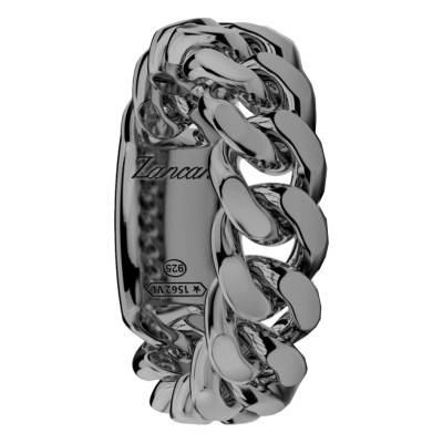 925 Sterling Silver Curb Chain Cubana Ring - EXA220-NR - Zancan