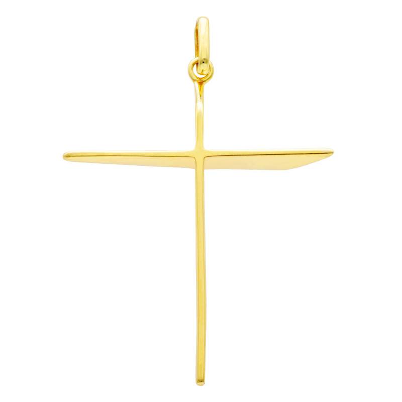 Yellow 375/1000 Gold Modern Cross Volume Pendant - Vandona