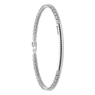 925 Silver & Black Spinel Insignia Bracelet, Length 19 cm to 21 cm - EXB729 - Zancan