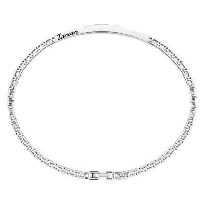 925 Silver & Black Spinel Insignia Bracelet, Length 19 cm to 21 cm - EXB729 - Zancan