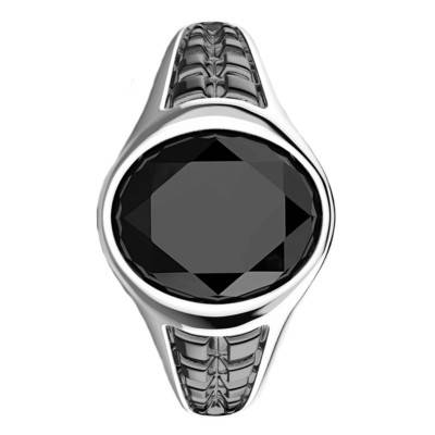 925 Silver & Onyx Cosmostone Signet Ring - EXA214 - Zancan
