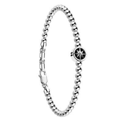 925 Silver Atmosphere Compass Rose Bracelet, Length 19 cm to 21 cm - EXB718 - Zancan
