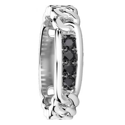 925 Silver & Black Spinel Cosmopolitan Ring - ESA014 - Zancan