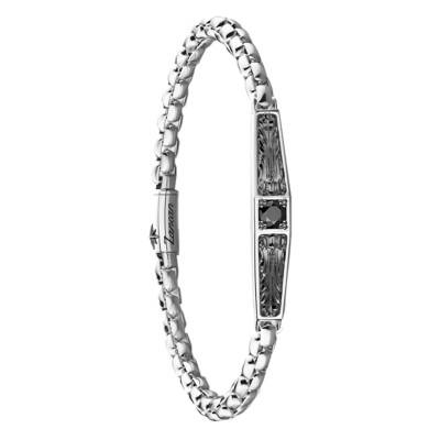 925 Sterling Silver & Black Spinel Gotik Bracelet, Length 19 cm to 21 cm - EXB806 - Zancan