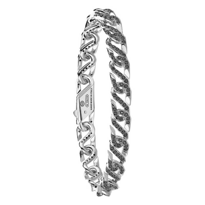 925 Sterling Silver & Black Stone Cosmopolitan Bracelet, Length 19 cm to 21 cm - ESB220 - Zancan
