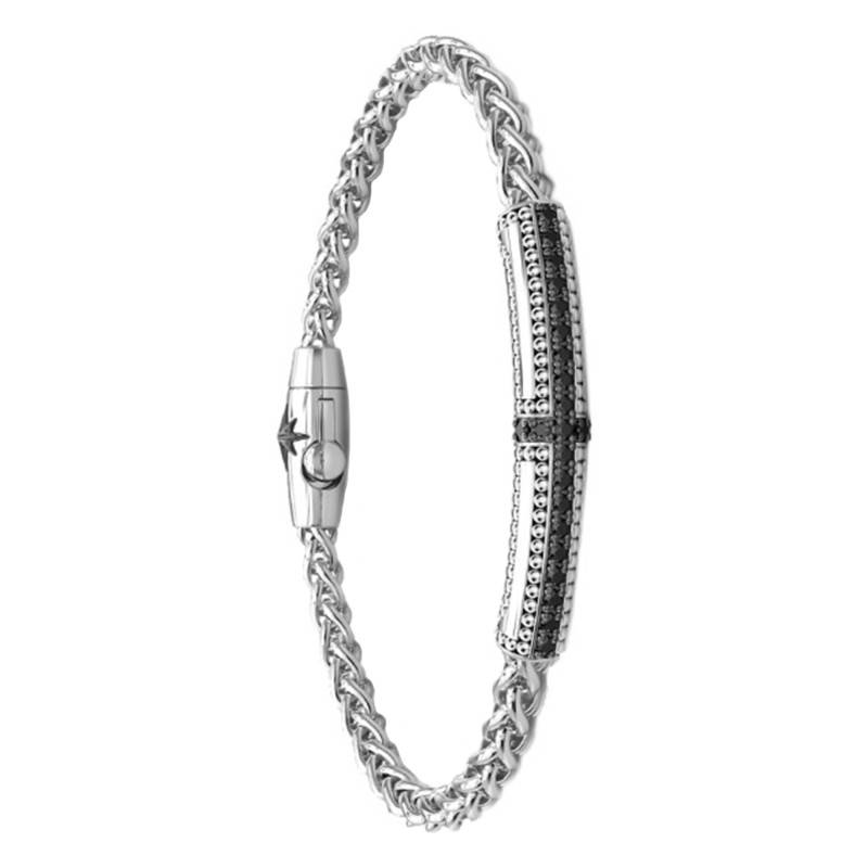 925 Silver & Black Spinel Cosmopolitan Bracelet, Length 19 cm to 21 cm - ESB827 - Zancan