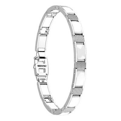 Black Rhodium Plated Ceramic & 925 Silver Ceramik Bracelet, Length 19 cm to 21 cm - KXB051 - Zancan
