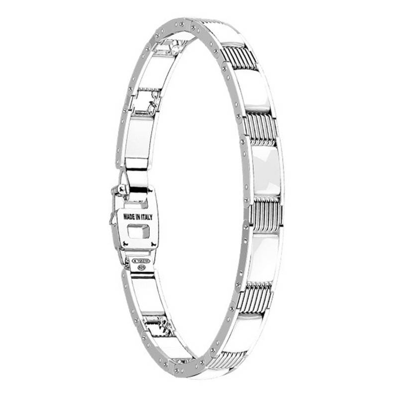 Black Rhodium Plated Ceramic & 925 Silver Ceramik Bracelet, Length 19 cm to 21 cm - KXB051 - Zancan