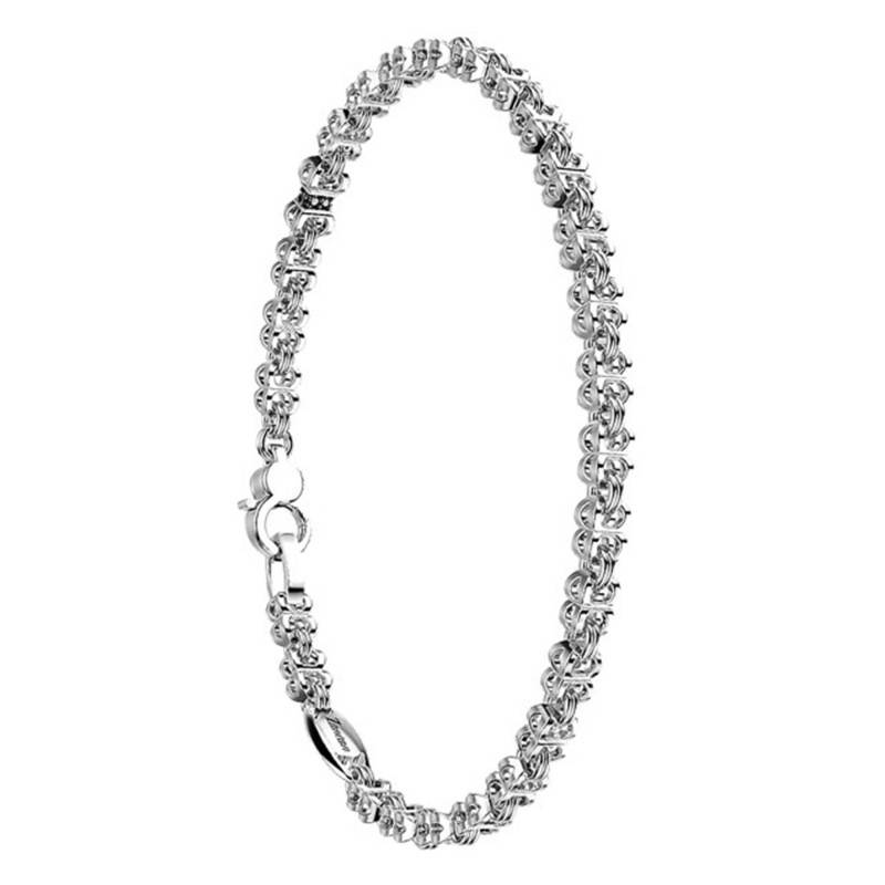925 Silver & Black Spinel Insignia Bracelet, Length 19 cm to 21 cm -EXB595 - Zancan