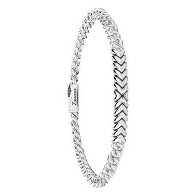 Bracelet Cosmopolitan en Argent avec Chaîne Gourmette et Étiquette, Longueur de 19 cm à 21 cm- EXB656 - Zancan