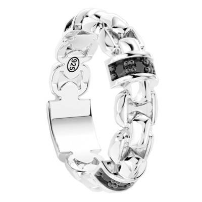 Bague Cosmopolitan Spinelles Noirs & Argent 925 ESA074 - Zancan