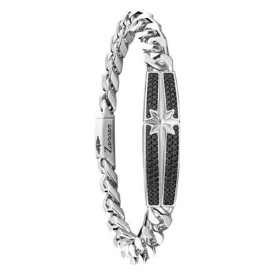 Bracelet Cosmopolitan Spinelles Noirs & Argent, Longueur 19 cm à 21cm -EXB652 - Zancan