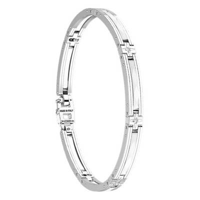 Bracelet en Argent 925, Céramique et Pierres Blanches, Longueur 22 cm- KXB056 - Zancan