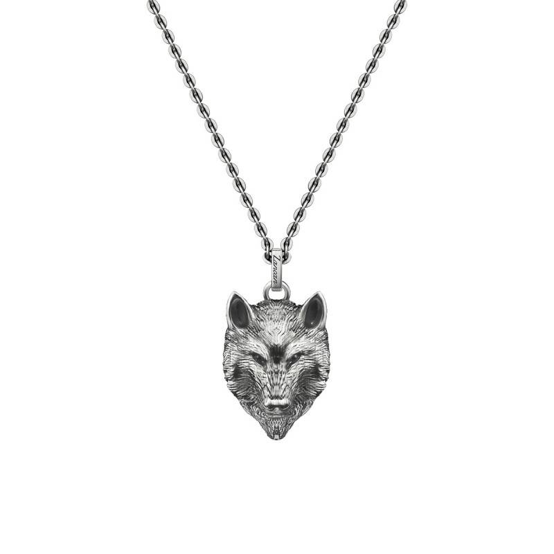 925/1000 Silver Vintage Wolf Head Necklace, 50 cm - EXC594 - Zancan