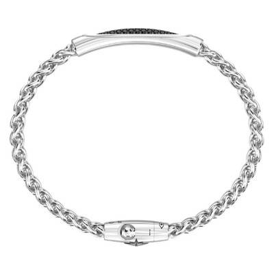 Black Spinel 925 Silver Cosmopolitan Intertwined Bracelet, Length 19 cm to 21 cm - EXB705 - Zancan