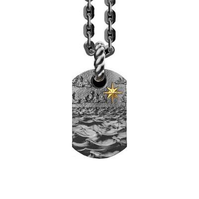 Odissea Blackened 925 Silver Sea Wave Pendant Necklace, Length 50 cm - EXC639 - Zancan