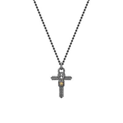 Blackened 925/1000 Silver Odissea Marine Knot Cross Necklace, 50 cm - EXC631 - Zancan