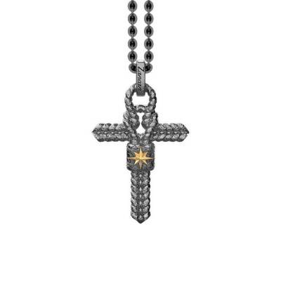 Blackened 925/1000 Silver Odissea Marine Knot Cross Necklace, 50 cm - EXC631 - Zancan