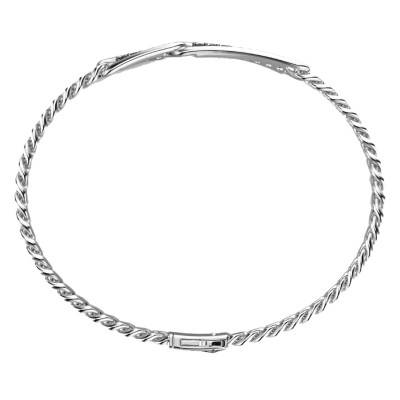 Black Spinel & 925 Silver Interlaced Cosmopolitan Bracelet, Length 19 cm to 21 cm - ESB086 - Zancan