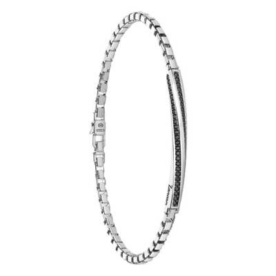 925 Silver Insignia Box Chain Bracelet, Length 19 cm to 21 cm - EXB731 - Zancan
