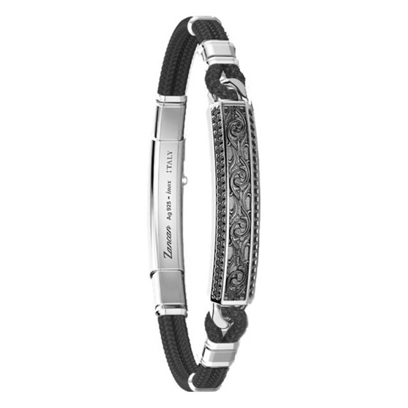 925 Sterling Silver & Black Spinel Gotik Bracelet, Length 19 cm to 21 cm - EXB810 - Zancan