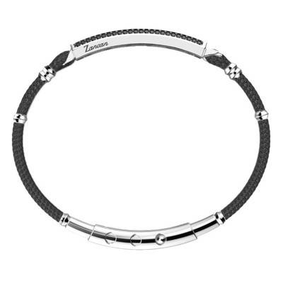 Bracelet Gotik Spinelles Noirs & Argent 925, Longueur de 19 cm à 21cm- EXB810 - Zancan