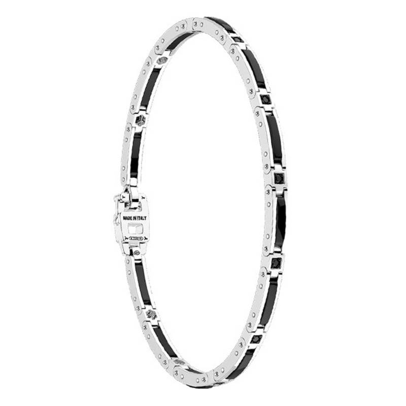925 Silver & Black Spinel Ceramik Bracelet, Length 21 cm - KXB045 - Zancan