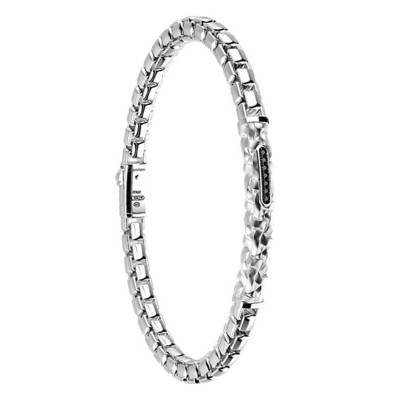 925 Silver & Black Spinel Cosmopolitan Bracelet, Length 19 cm to 21 cm - Box Chain - Zancan