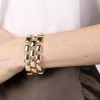 Wide Yellow Gold-Plated Jersey Bracelet, Length 18,5 cm - Etrusca Gioielli
