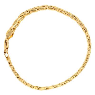 750 Yellow Gold S-Link Bracelet, Width 3 mm to 6 mm, Length 19 cm - Manillon