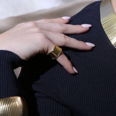 Yellow 18K Gold-Plated Bandeau Ring - Etrusca Gioielli