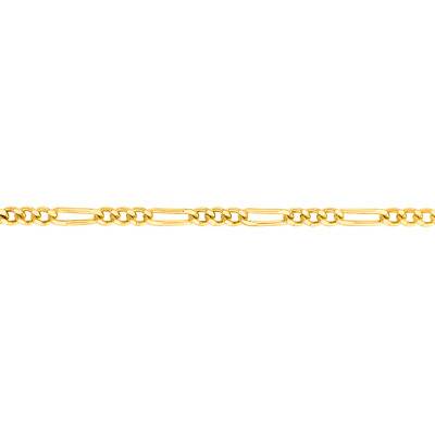 Bracelet Maille Cheval Alternée Triple, Or Jaune 750, Longueur 16 cm, Largeur 1,40 mm à 6,00 mm - Manillon