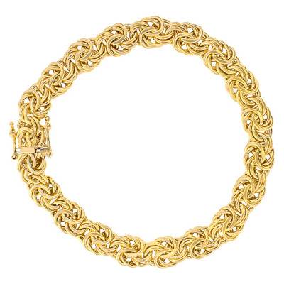 18K 750/1000 Yellow Gold Royal Link Bracelet 18 cm, Width 7 mm to 12 mm - Manillon